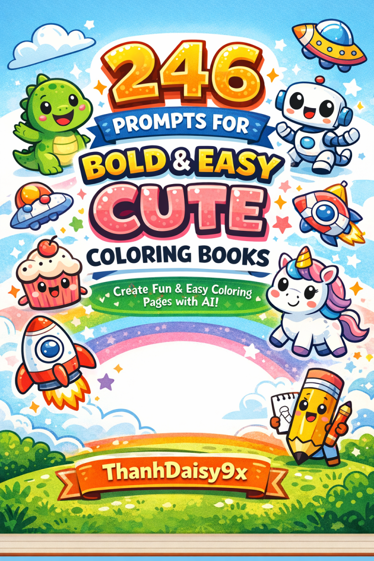 246 Prompts for Bold & Easy Cute Coloring Books