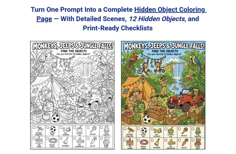 318 Prompts for Children's Hidden Object Coloring Books