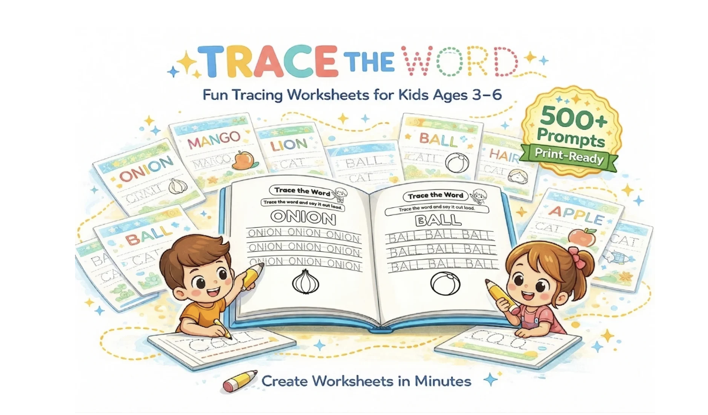 Trace The Word Prompt Pack