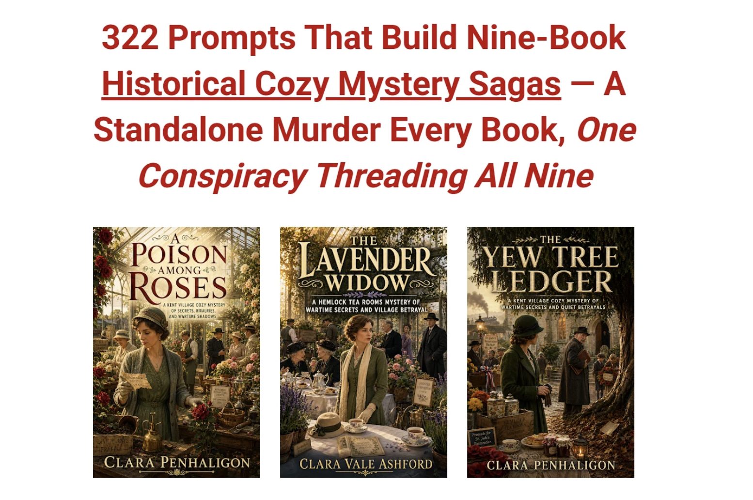 322 Prompts for Historical Cozy Mystery Sagas