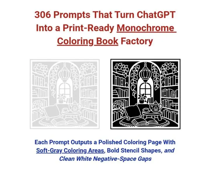 306 Prompts for Monochrome Coloring Books