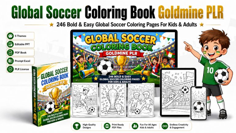 Global Soccer Coloring Book Goldmine PLR