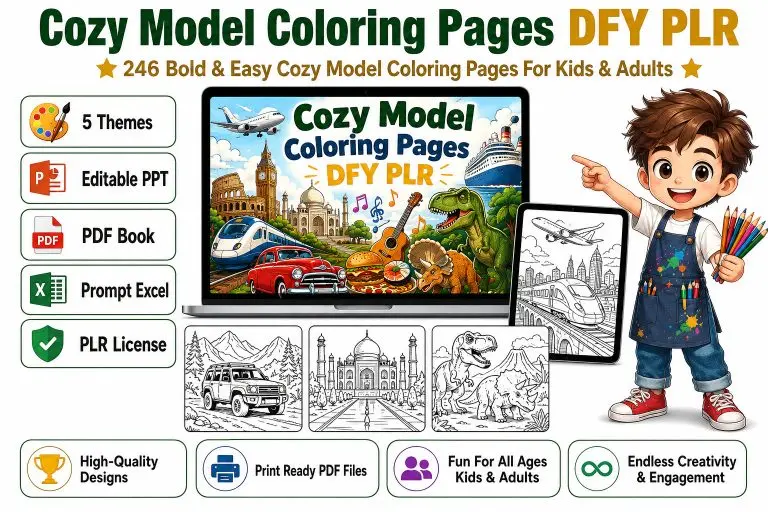 Cozy Model Coloring Pages DFY PLR