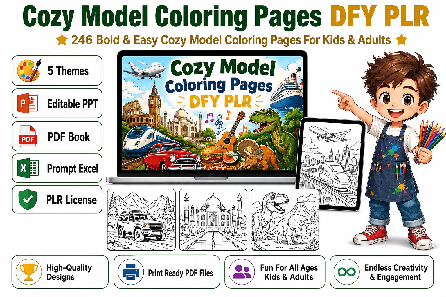 Cozy Model Coloring Pages DFY PLR